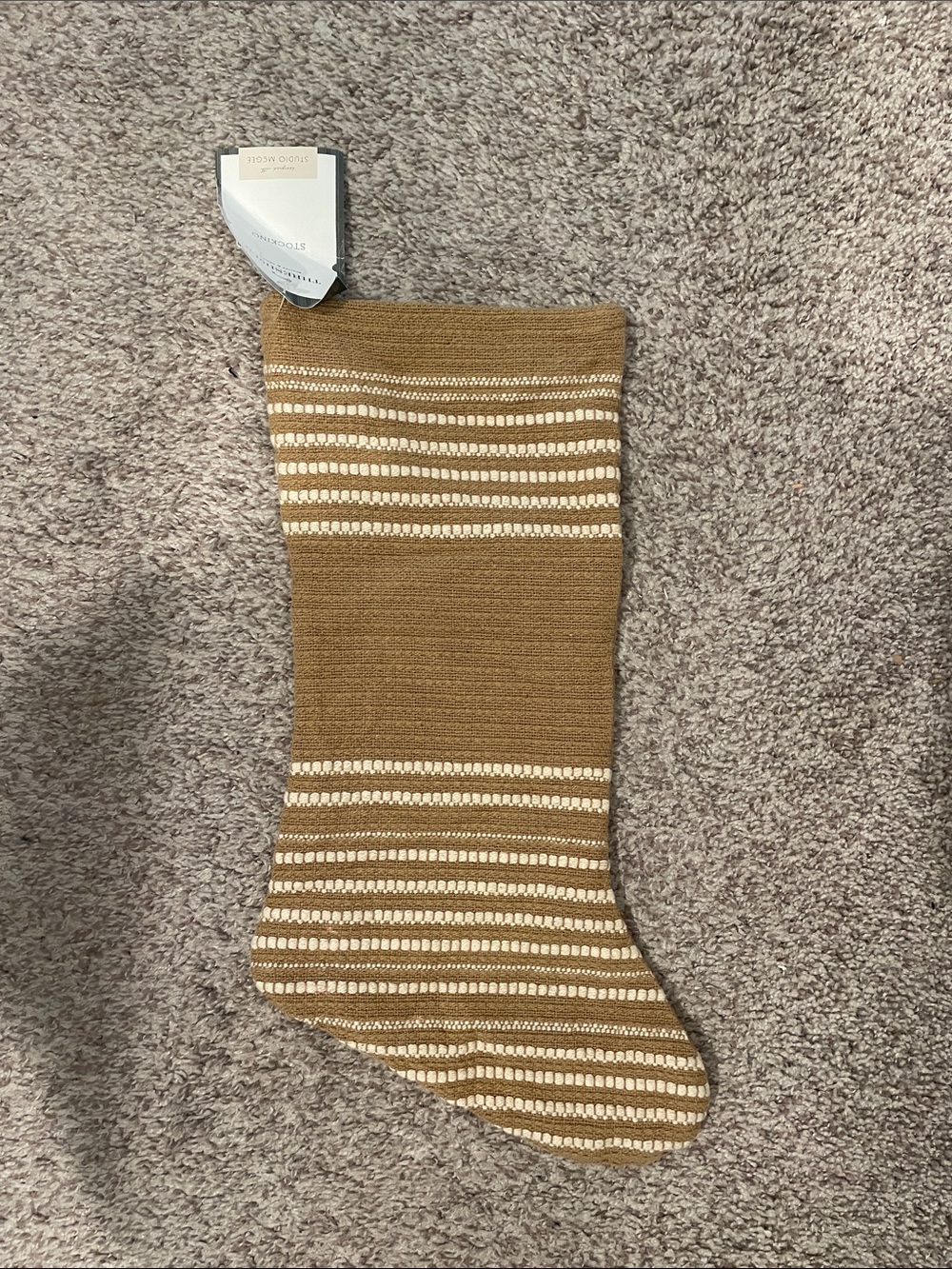 Threshold studio McGee Striped Knit Stocking - Tan and Cream nwt